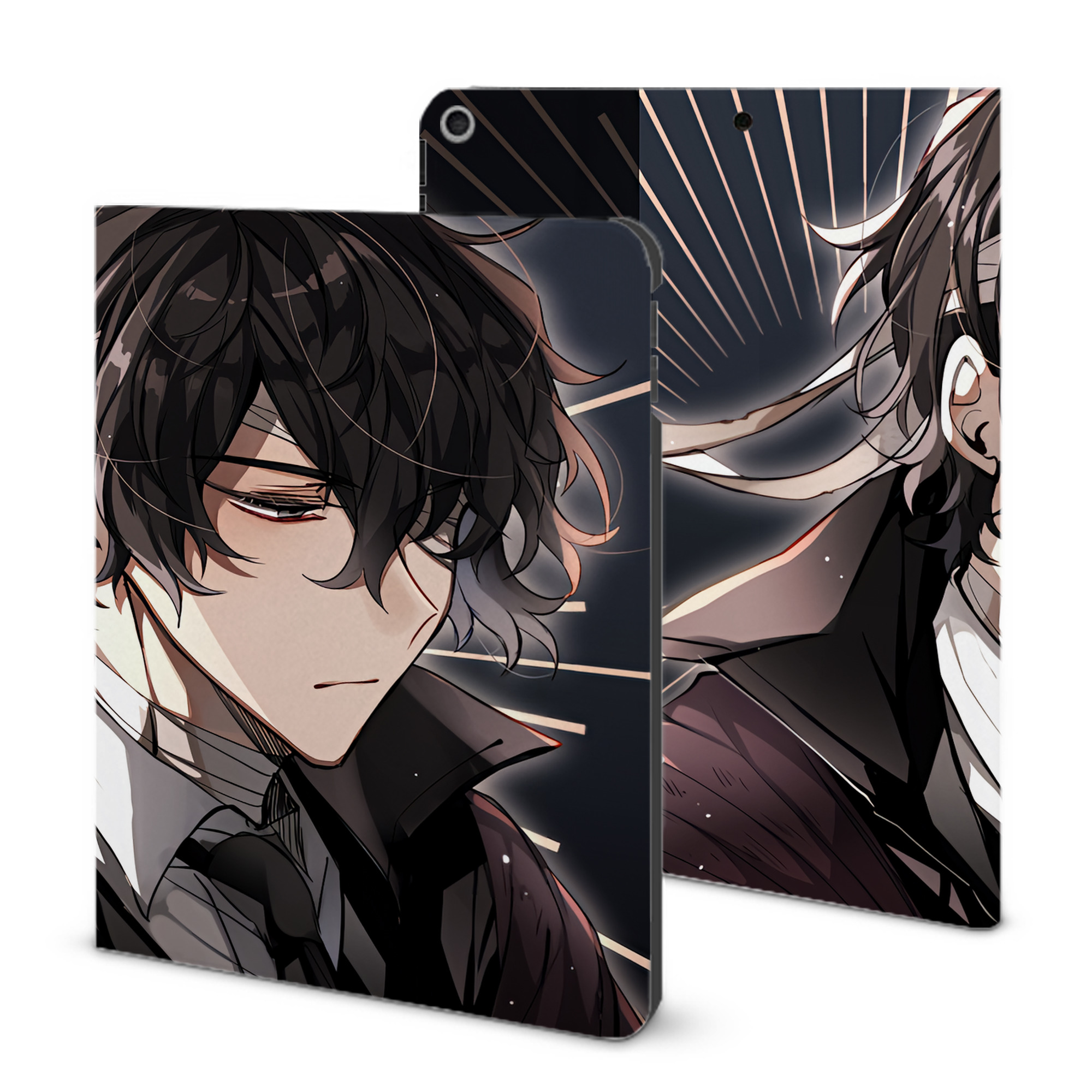（画像用） 文豪ストレイドッグス Bungo Stray Dogs IPad ケース ブック型 PUレザー TPU 耐衝撃 軽量 薄型 ペン収納なし 全面保護 IPad 各モデル対応